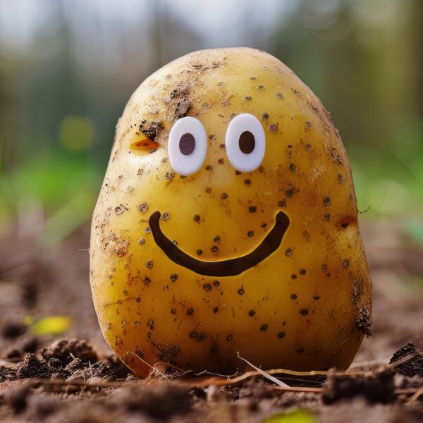 A photo of a funny faced potato