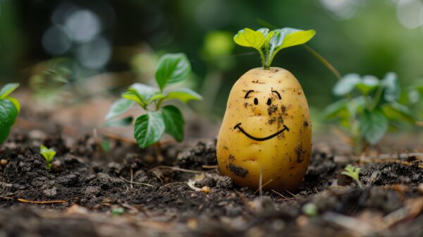 A picture of a hilarious potato with a face