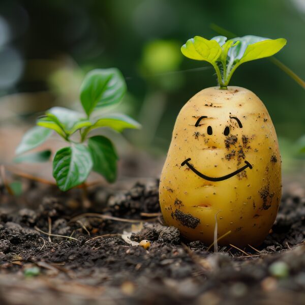 A picture of a hilarious potato with a face