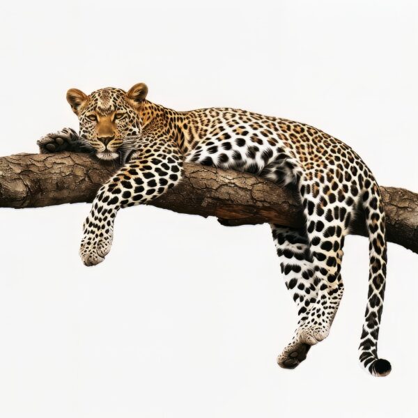 A shot of a leopard slumbering on a tree branch