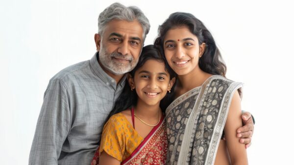 Cheerful Indian family in a photo