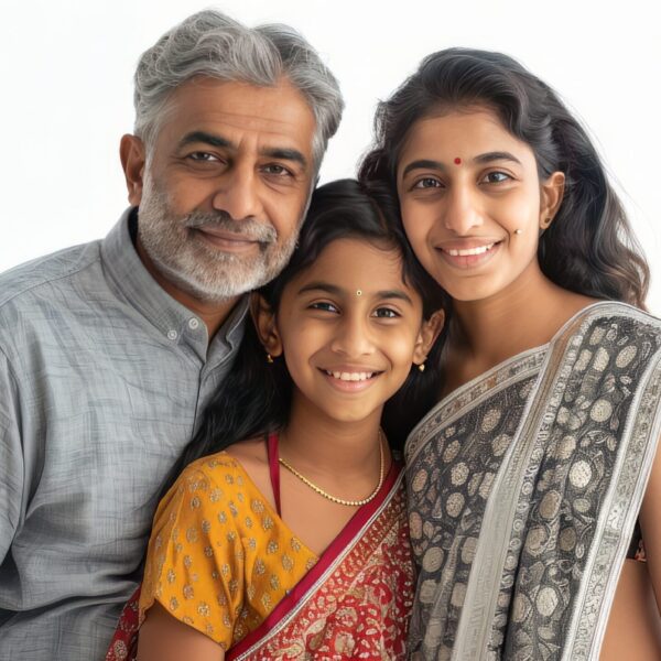 Cheerful Indian family in a photo