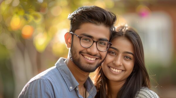 Confident young smiling Indian couple photo