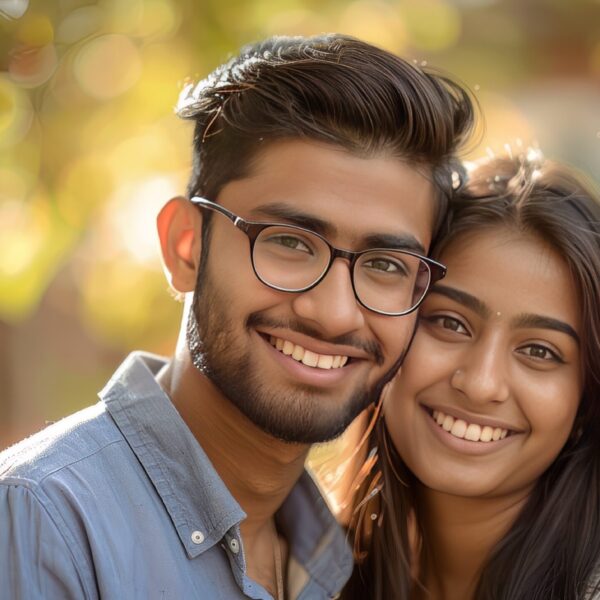 Confident young smiling Indian couple photo