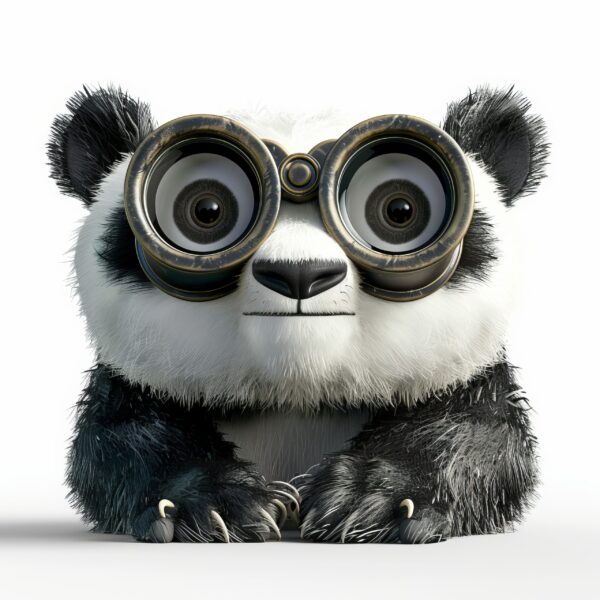 Panda is amusingly with binocular Image scaled