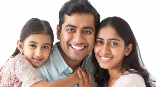 Photo capturing a happy Indian family