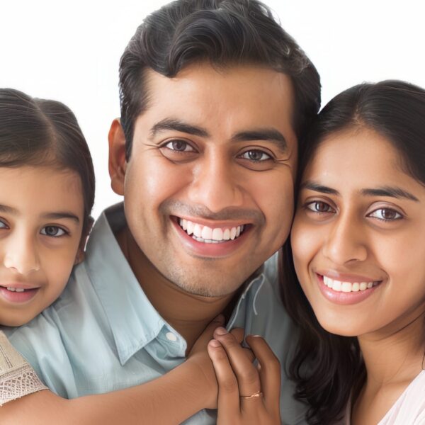 Photo capturing a happy Indian family