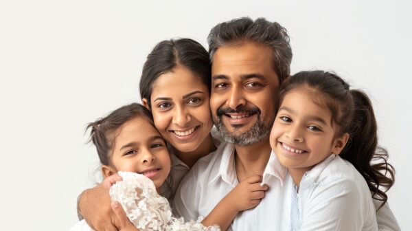 Picture of a happy Indian family smiling