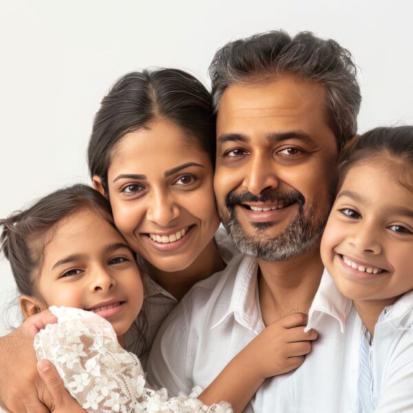 Picture of a happy Indian family smiling