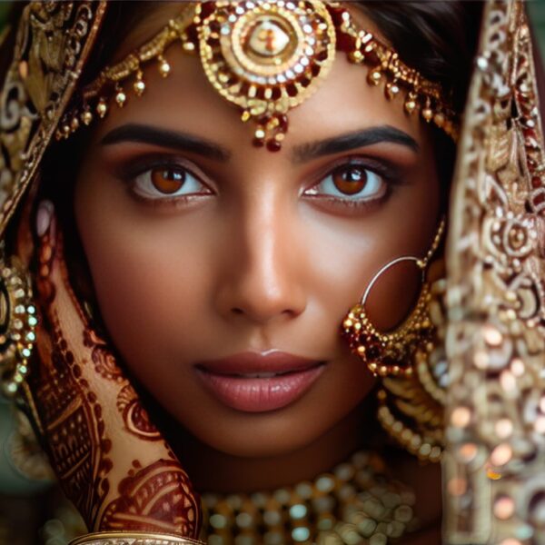 Stunning Indian model in traditional jewelry and dress