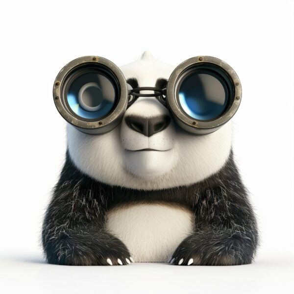 The-Panda-is-hilariously-looking-from-a-binocular-image from Cartoon Images