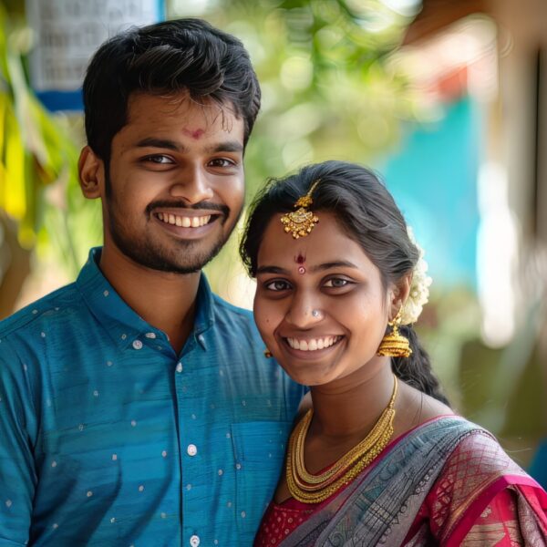 Young Indian couple confident and smiling