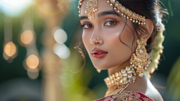 Young Indian model in classic jewelry