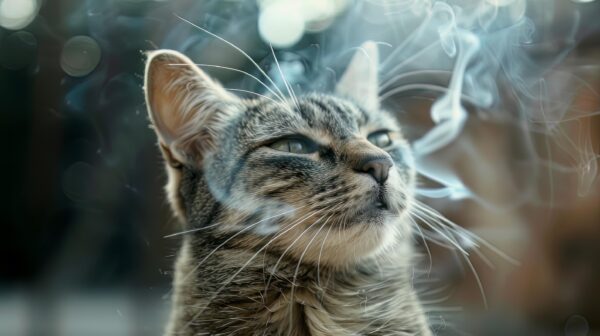 Free photo download featuring a cat in a procap vibing and smoking