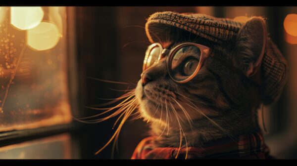 Free picture download of a cat in a cap and goggles vibing